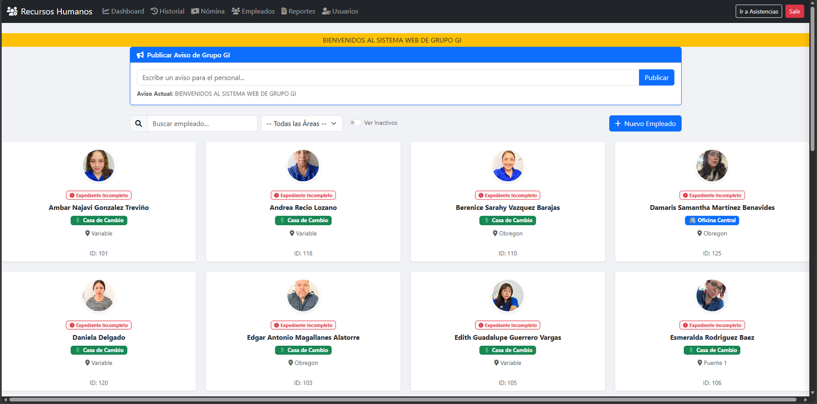 Sistema web y cálculo de nomina